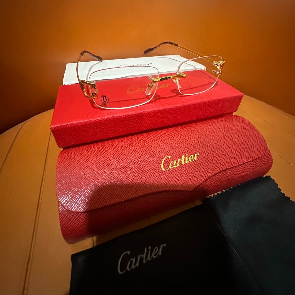 Cartier Glasses clear lens wire frame model c rimless